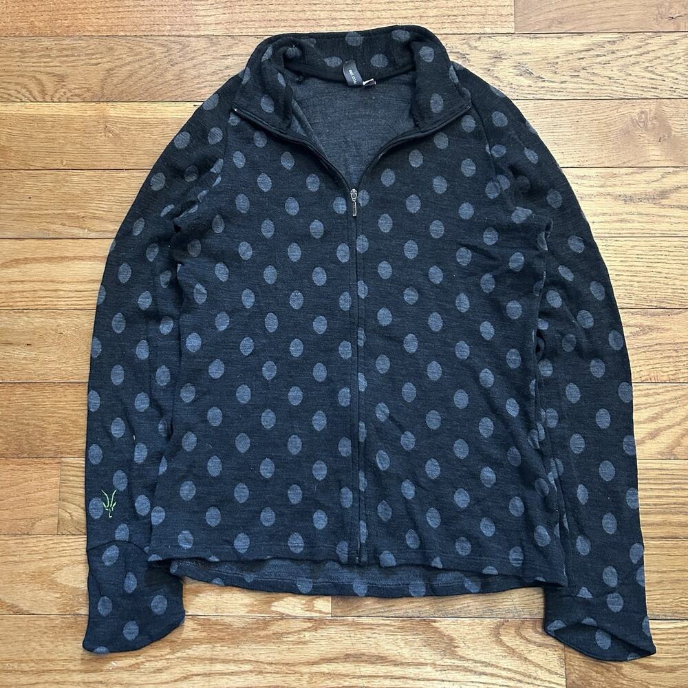 Ibex 100% Zque Merino Wool Quarter Zip Polka Dot Pullover Jacket Medium